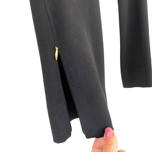 Tahari black trousers with gold accents, with narrow leg opening, medium rise - Picture 4 of 14